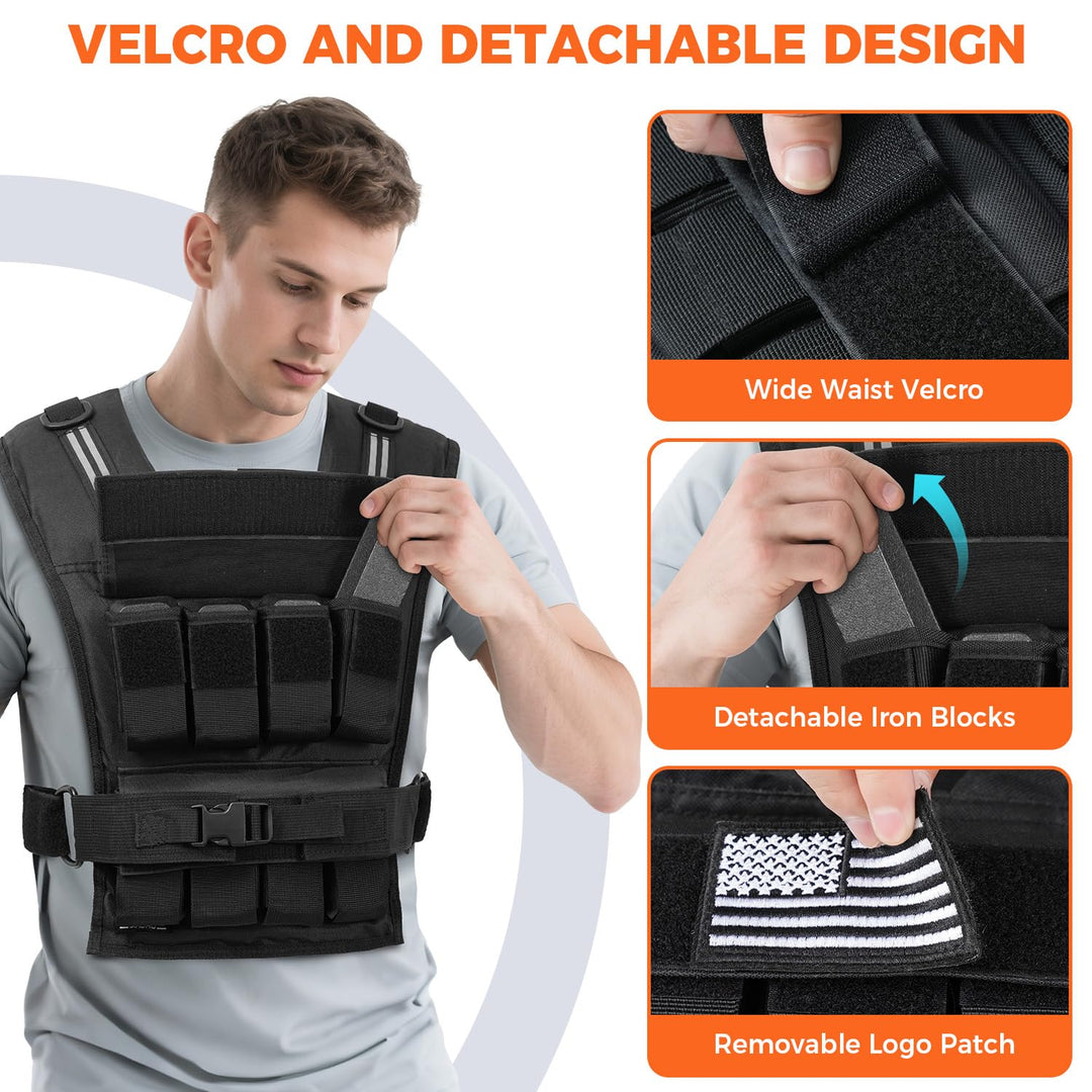 Gewichtsweste 14 kg mit abnehmbaren Gusseisen-Platten, Unisex - Bild 6