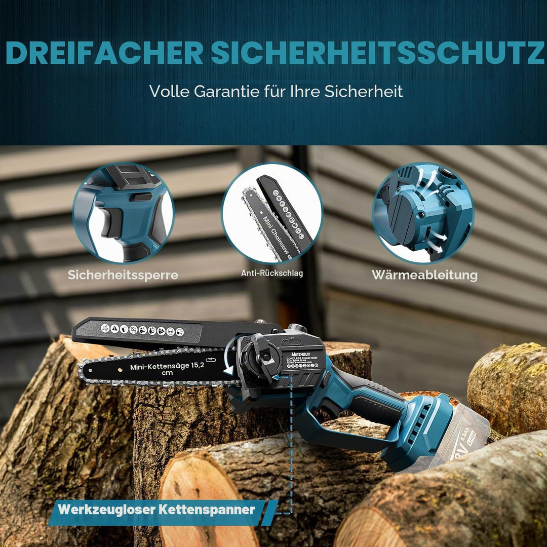 Akku-Kettensäge 6+8 Zoll bürstenlos für Makita 18V ohne Akku - Bild 4