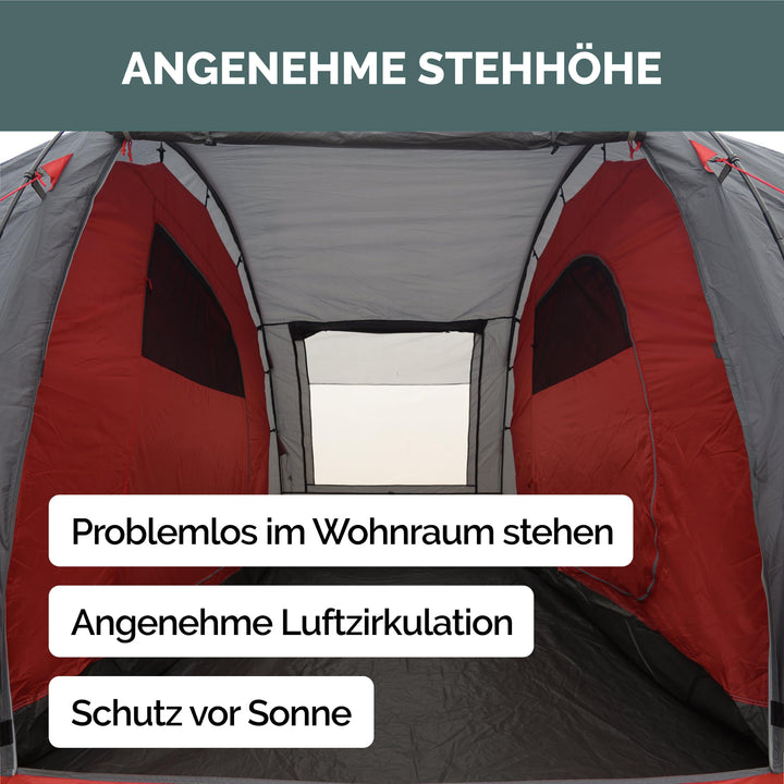 Tunnelzelt 4 Personen mit 2 Schlafkabinen und Stehhöhe - Bild 7