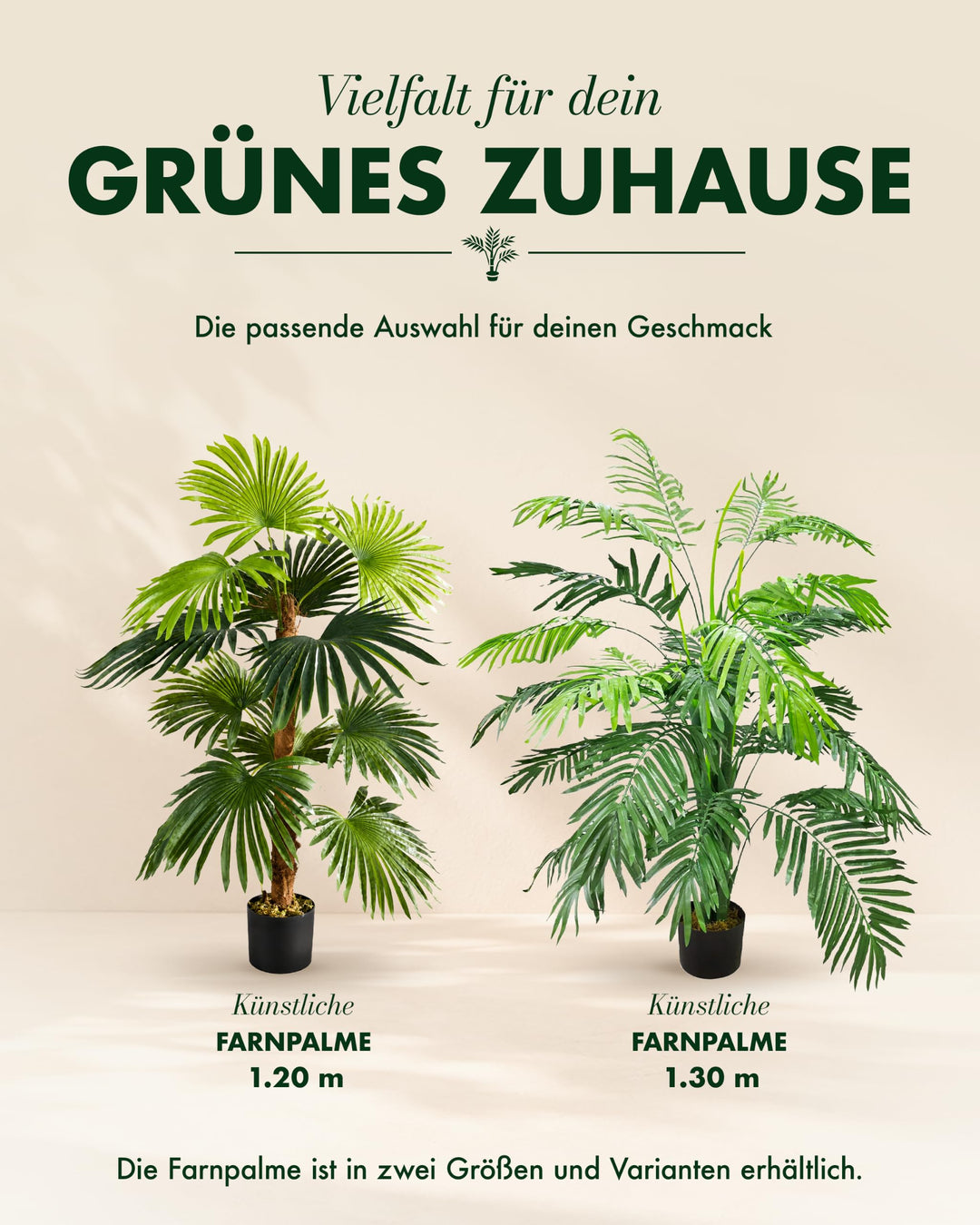 Kunstpflanze Farnpalme 120 cm mit 12 Wedeln für Wohnzimmer - Bild 6