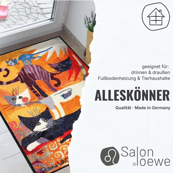 Fussmatte halbrund Katzen-Motiv Polyamid waschbar 60x85 cm - Bild 2