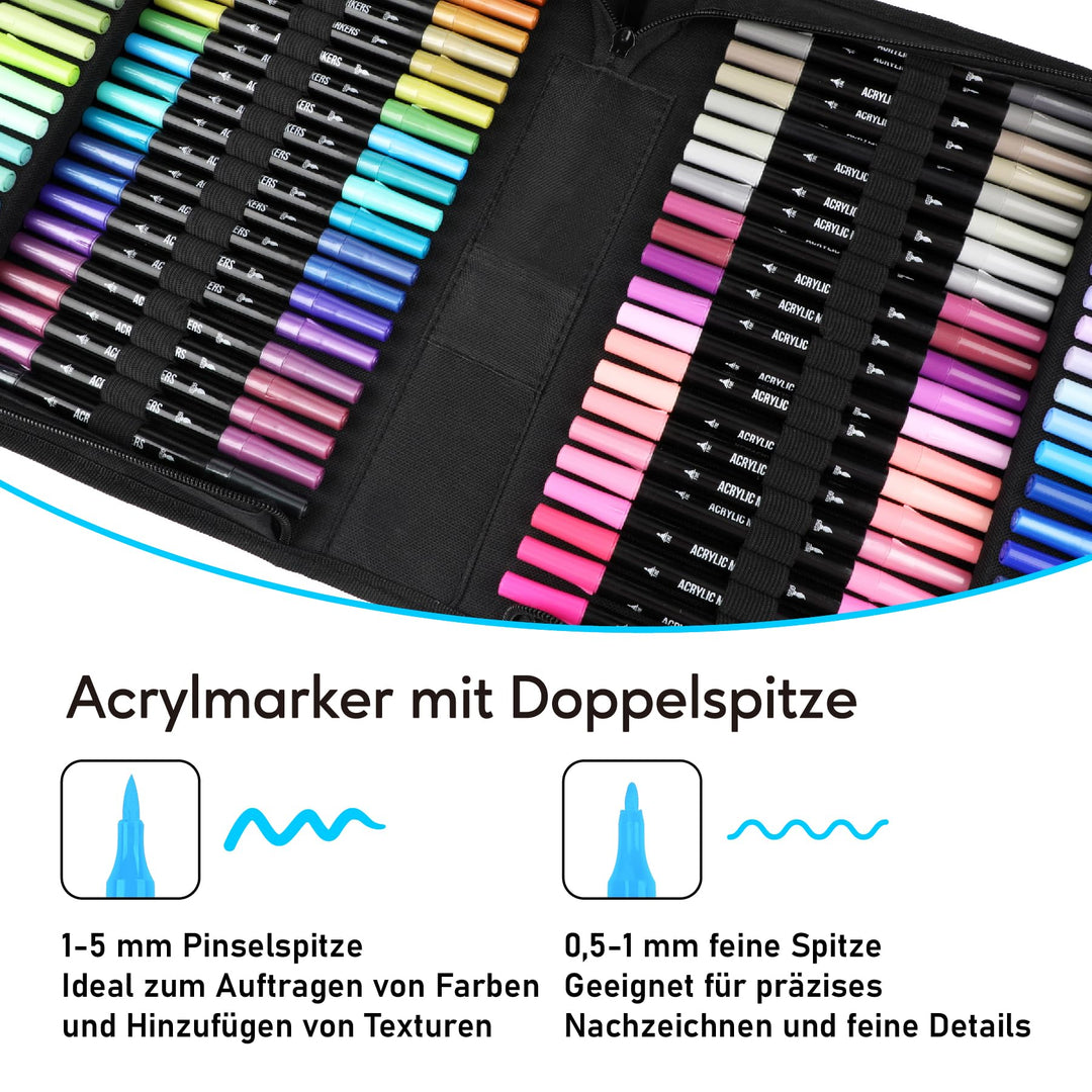 Acrylmarker Set 120 Farben Dual Tip für Papier, Leinwand &amp; Holz - Bild 2
