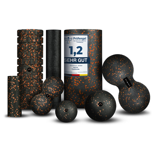 Faszienrollen-Set 8-teilig mit Massageball und Duoball für Rücken