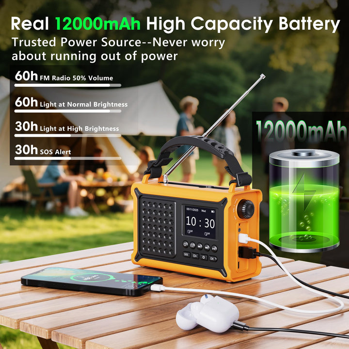 Digitalradio DAB+ UKW Solar Kurbel Notfallradio Bluetooth 12000mAh - Bild 6