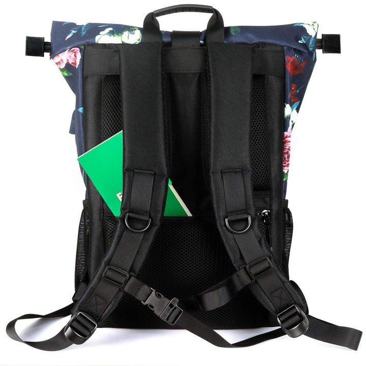 Rolltop Rucksack 17 Zoll Laptop Blumenmuster 18-26 L Damen Herren - Bild 4