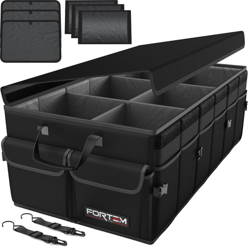 Kofferraum Organizer Auto klappbar 85L mit Fächern Schwarz