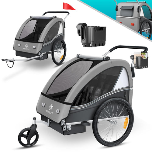 Kinderfahrradanhänger 2in1 Jogger & Buggy für 1-2 Kinder bis 40 kg