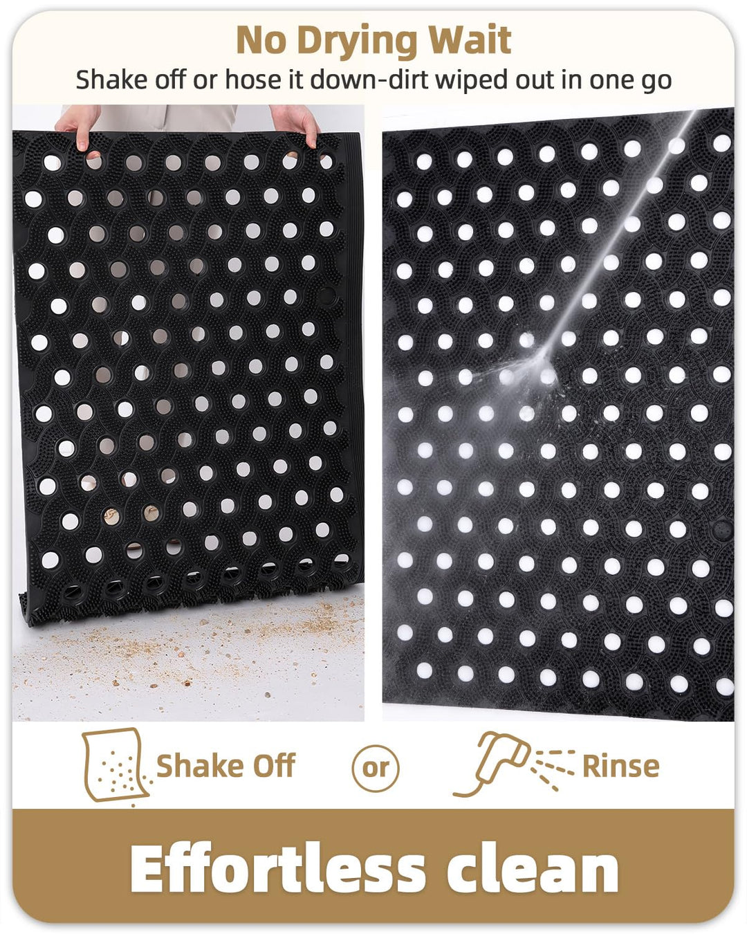 Fussmatte Aussen TPE geruchsfrei rutschfest 60x90cm Schwarz - Bild 8