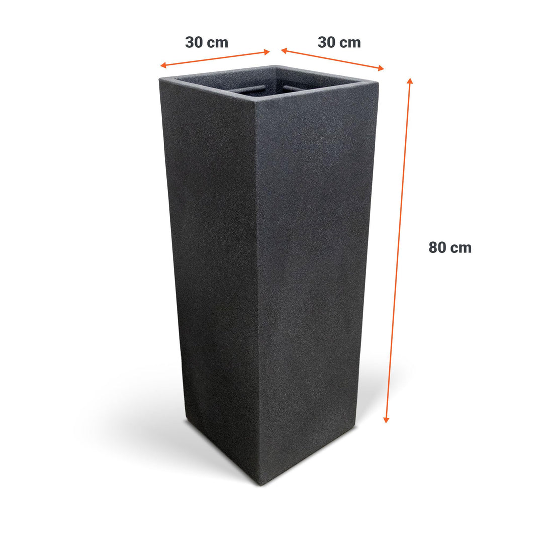 Pflanzkübel XXL Kunststoff anthrazit eckig 80 cm Pflanzsäule - Bild 2