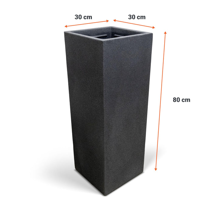 Pflanzkübel XXL Kunststoff anthrazit eckig 80 cm Pflanzsäule - Bild 2