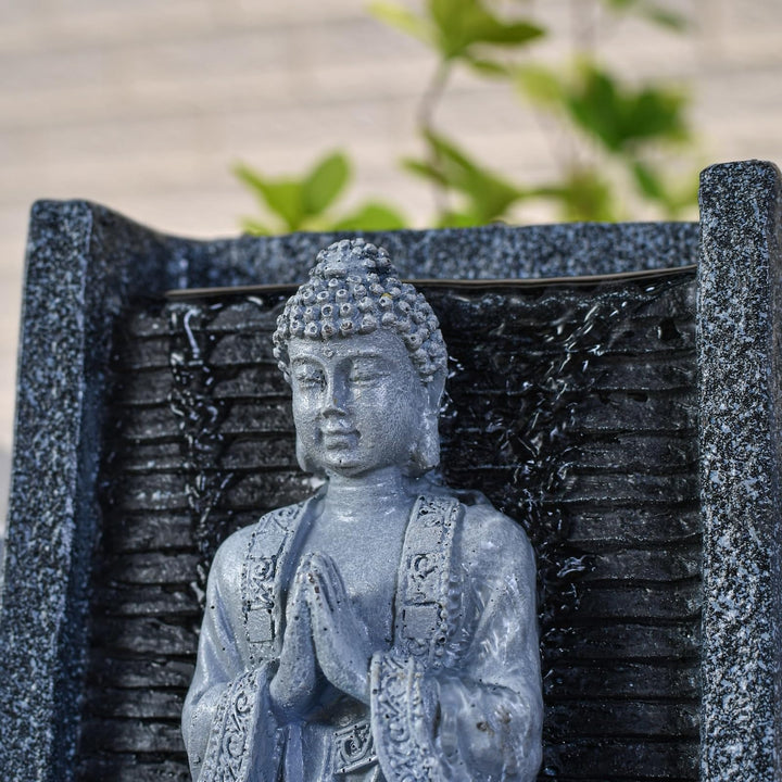 Zimmerbrunnen Buddha mit LED-Farbwechsel Kunstharz 26 cm grau - Bild 8