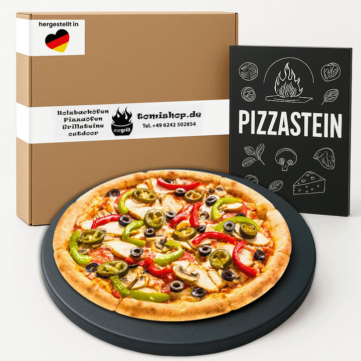 Pizzastein Cordierit glasiert 410x12mm für Grill &amp; Backofen