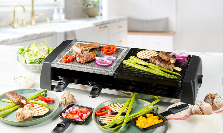 Raclette-Grill 3-in-1 mit Naturstein und Grillplatte fuer 8 Personen - Bild 3