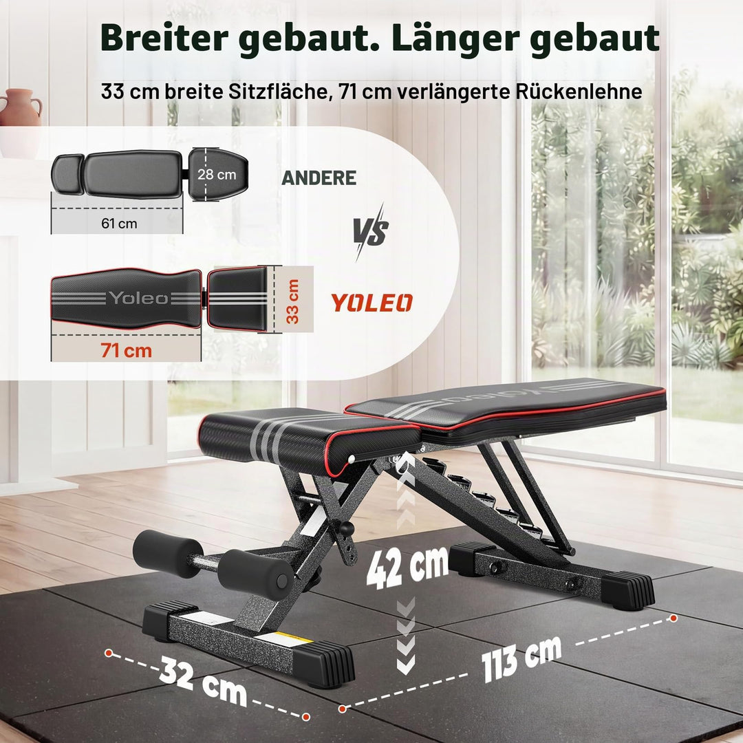 Gewichtbank klappbar verstellbar 84 Positionen 375 kg Heimtraining
