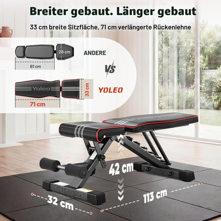 Gewichtbank klappbar verstellbar 84 Positionen 375 kg Heimtraining