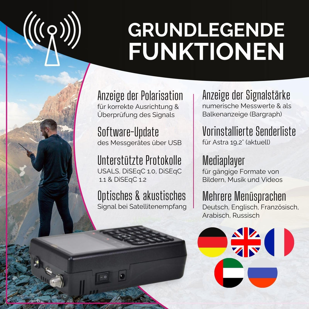 Sat Finder DVB-S/S2 mit LCD-Display und Tonsignal für Camping - Bild 6