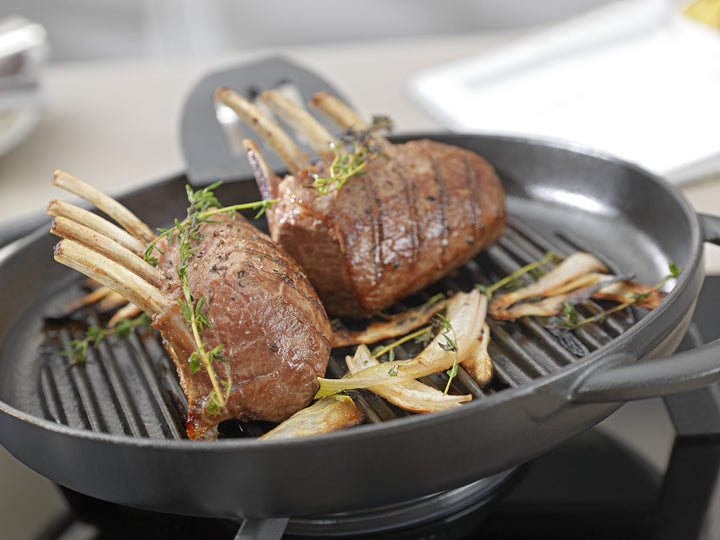 Grillpfanne rund Gusseisen 30 cm für alle Herdarten schwarz - Bild 3