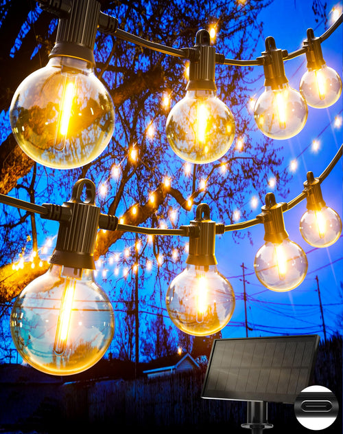 Solar Lichterkette Aussen 15 m mit 25 G40 Birnen Warmweiss IP65