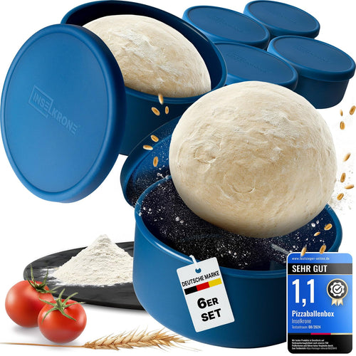 Pizzaballenbox aus Silikon 6er-Set mit Deckel fuer Teiglinge