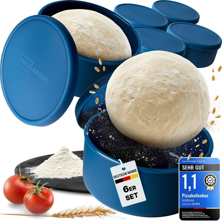 Pizzaballenbox aus Silikon 6er-Set mit Deckel fuer Teiglinge