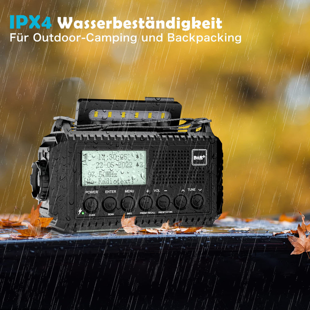Kurbelradio DAB+ FM mit Solarpanel, LED-Taschenlampe &amp; SOS-Alarm - Bild 8