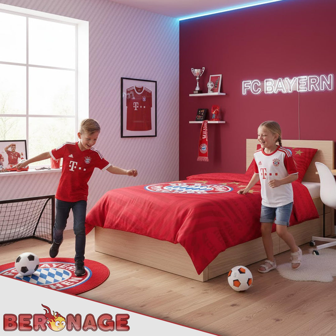 FC Bayern Bettwäsche 135x200 cm Baumwolle Renforcé Rot Fussball - Bild 8
