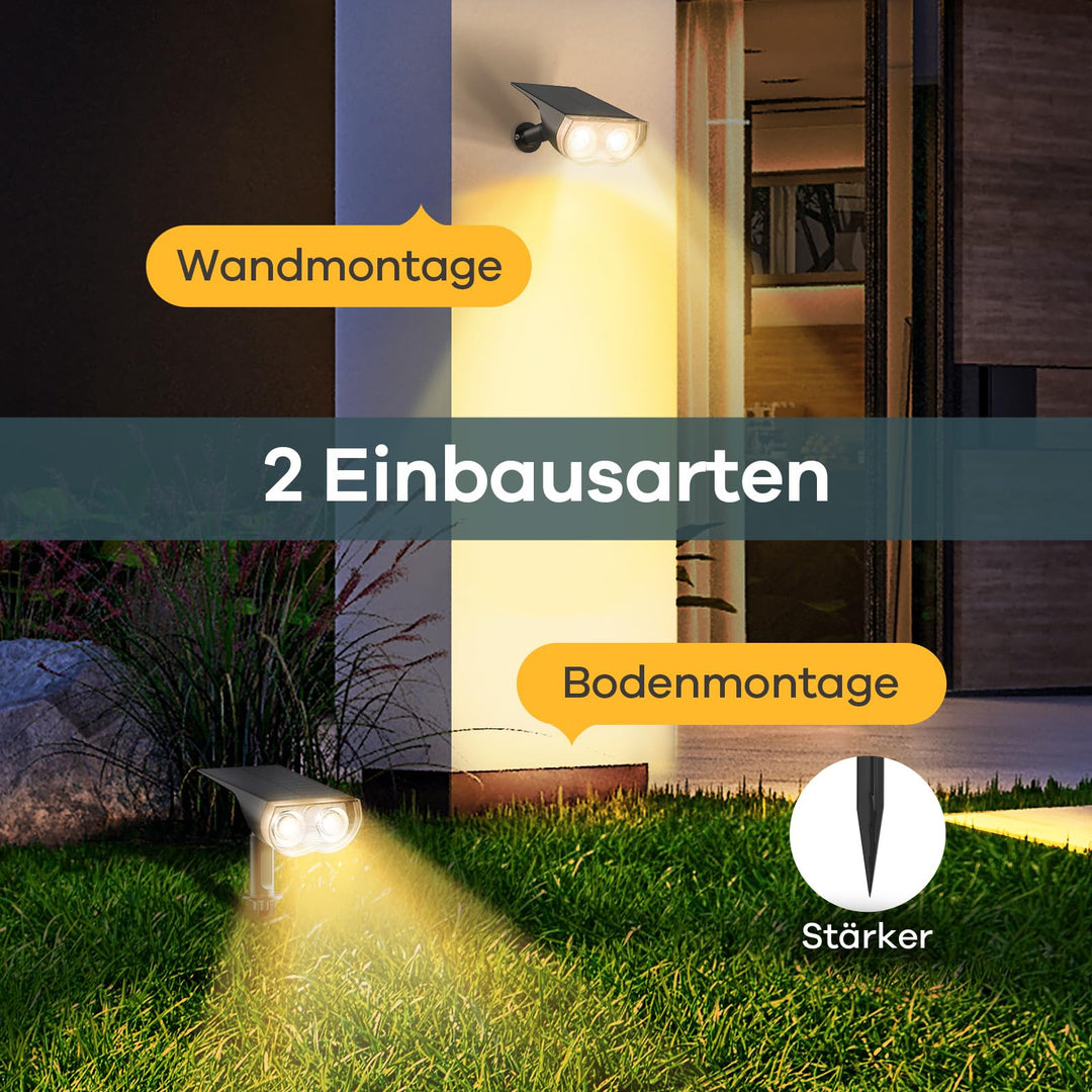 Solar Gartenleuchte 800lm Warmweiss 22 LEDs IP65 4er Set - Bild 9