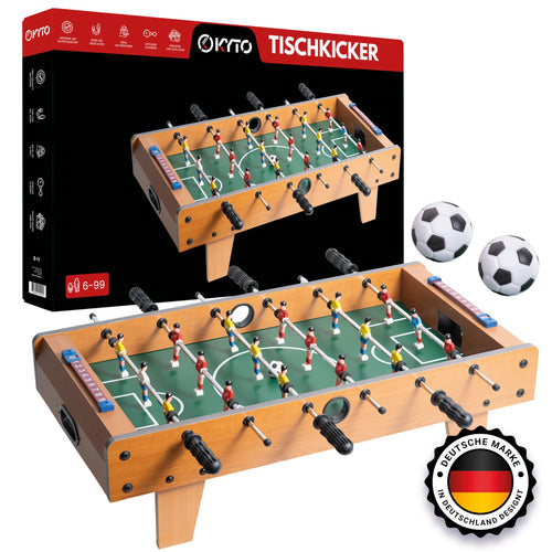Tischkicker Holz 70x35cm für Kinder und Erwachsene inkl. 2 Bälle