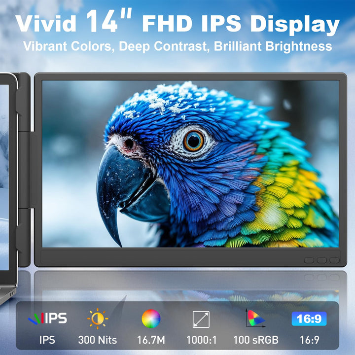 Laptop Bildschirm Erweiterung 14 Zoll FHD IPS Dual Screen für 13–17 Zoll - Bild 2