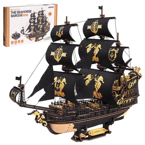 3D Holzpuzzle Segelschiff Seepferdchen-Bark 603 Teile ohne Kleber