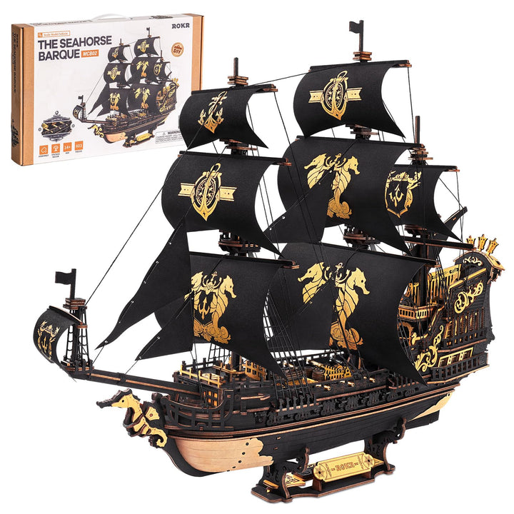 3D Holzpuzzle Segelschiff Seepferdchen-Bark 603 Teile ohne Kleber