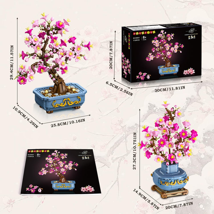 Kirschblüten-Bonsai Bauset 2-in-1 Klemmbaustein Frühlingsdeko - Bild 7