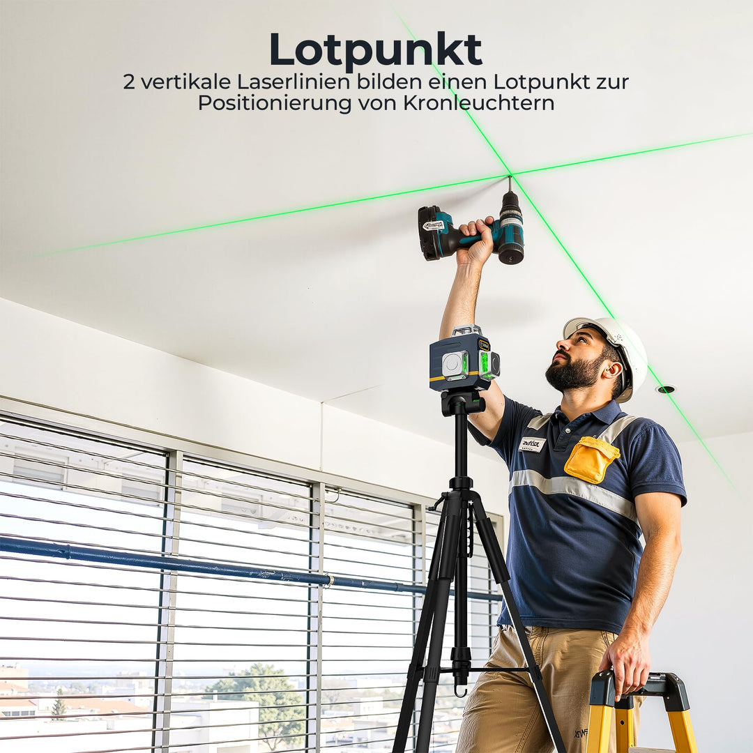 Kreuzlinienlaser 3x360° Grün Selbstnivellierend mit Fernbedienung - Bild 6