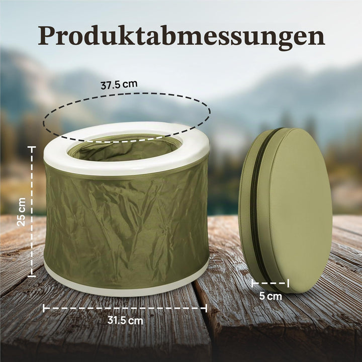 Campingtoilette faltbar mit Zubehörset Stahl grün 140 kg Tragfähigkeit - Bild 4