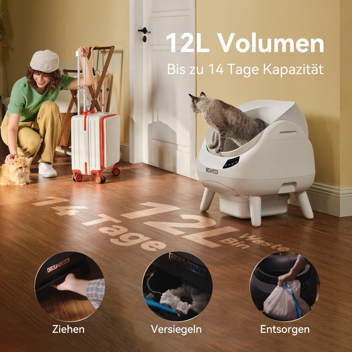 Selbstreinigende Katzentoilette XXL Open-Top 12L mit WLAN-App für Mehrkatzenhaushalt - Bild 5