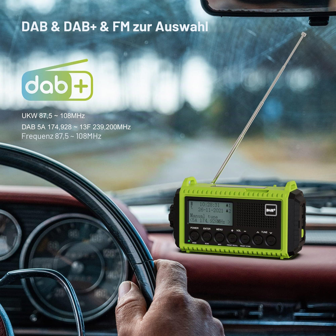 Kurbelradio DAB+ Solar mit 5000mAh Akku, LED-Licht &amp; SOS-Alarm - Bild 3