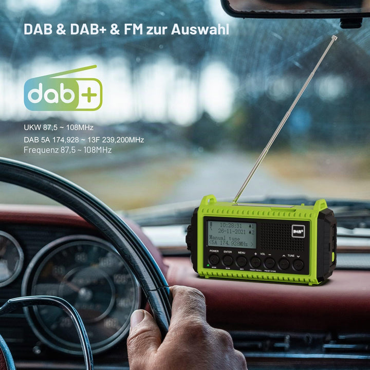 Kurbelradio DAB+ Solar mit 5000mAh Akku, LED-Licht &amp; SOS-Alarm - Bild 3