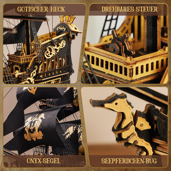 3D Holzpuzzle Segelschiff Seepferdchen-Bark 603 Teile ohne Kleber - Bild 6