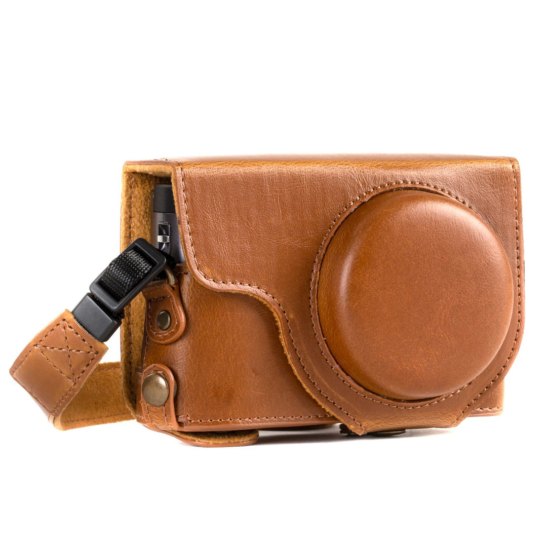 Kamera-Ledertasche für Panasonic Lumix DC-TZ95 / DC-TZ90 Hellbraun