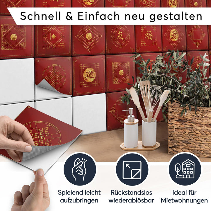 Fliesenfolie 15x15 cm Chinese Tiles selbstklebend 27 Stück - Bild 2