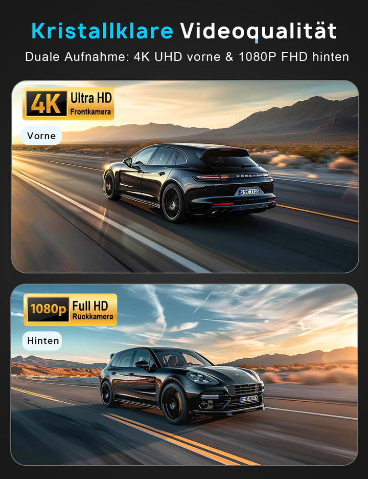 Dashcam vorne hinten 4K+1080P mit 5GHz WiFi und 32GB SD-Karte - Bild 2