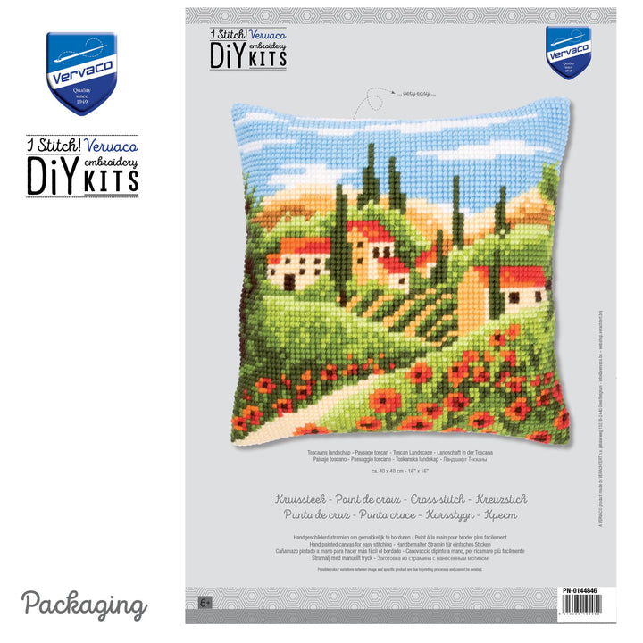 Kreuzstich-Stickpackung Kissen Toskana-Motiv 40x40cm für Anfänger - Bild 3