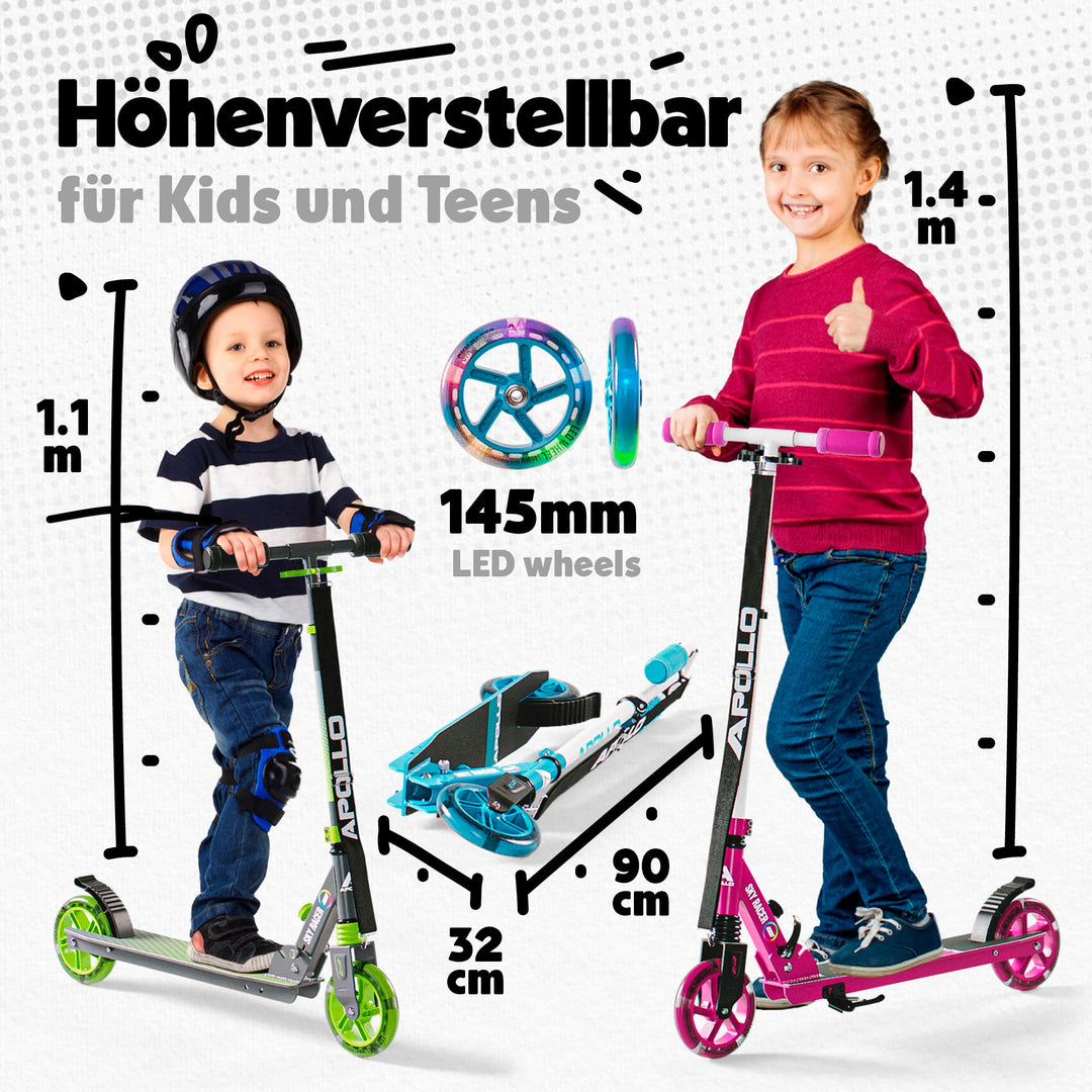 Kinder-Scooter klappbar mit LED-Rädern und Federung ab 6 Jahre - Bild 6