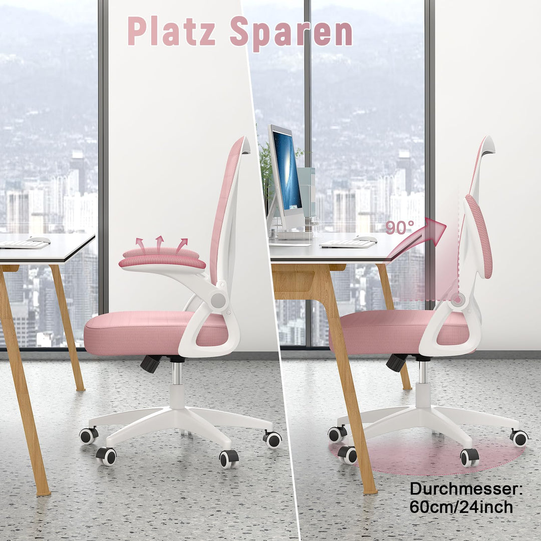 Bürostuhl Ergonomisch Netz Lordosenstütze 360° Rosa - Bild 5