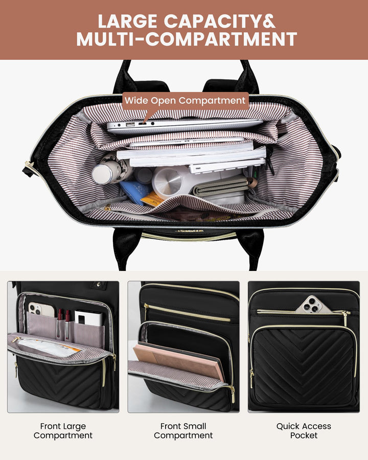 Damenrucksack 15,6 Zoll Laptop wasserdicht mit USB-Anschluss schwarz - Bild 3