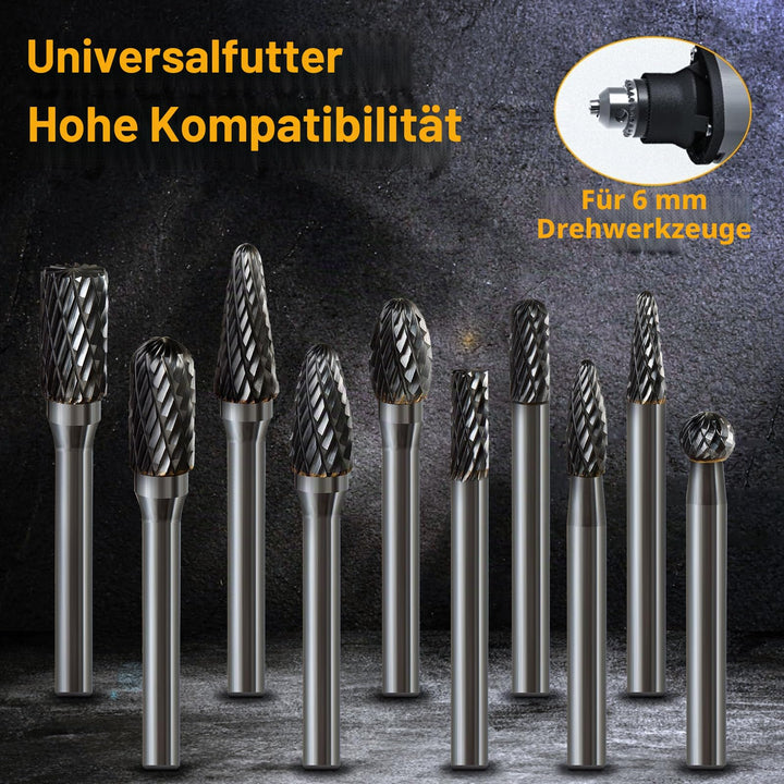 Hartmetall Frässtifte Set 10-tlg. 6mm Schaft Doppelschnitt - Bild 3