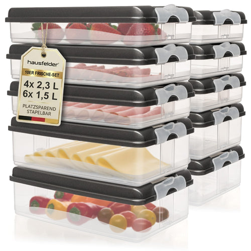 Aufschnittboxen Set 10-tlg BPA-frei stapelbar 1,5 l und 2,3 l