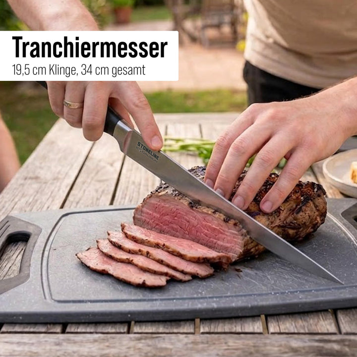 Messerblock bestückt 5-teilig Edelstahl Felsform mit Schleifstein - Bild 4