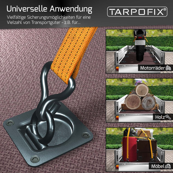 Zurrösen Anhänger Stahl verzinkt 800 daN mit Gegenplatten 6er-Set - Bild 4
