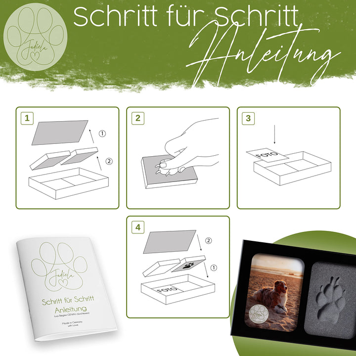 Pfotenabdruck Set 3D Bilderrahmen Hund &amp; Katze Schwarz Made in Germany - Bild 7